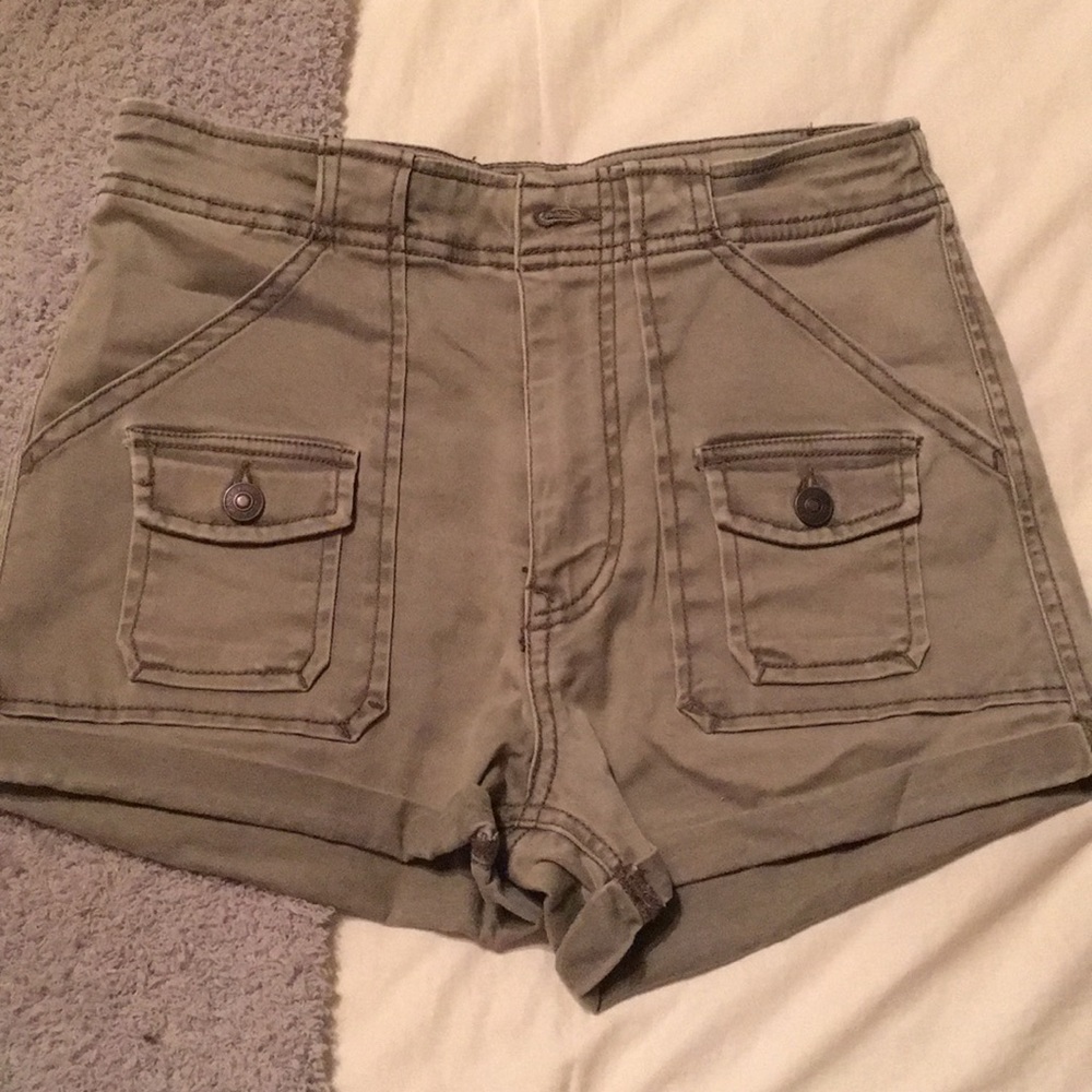 Olive green shorts high waisted